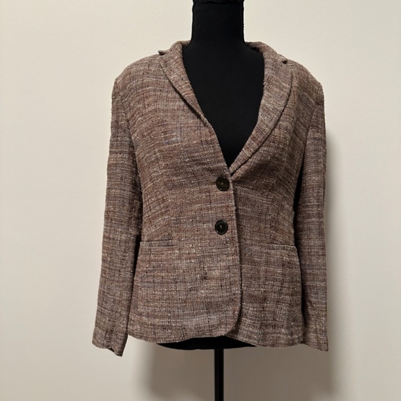**ZANELLA* "Brown Blazer Platinum Suit Jacket Size 10 - Picture 1 of 7